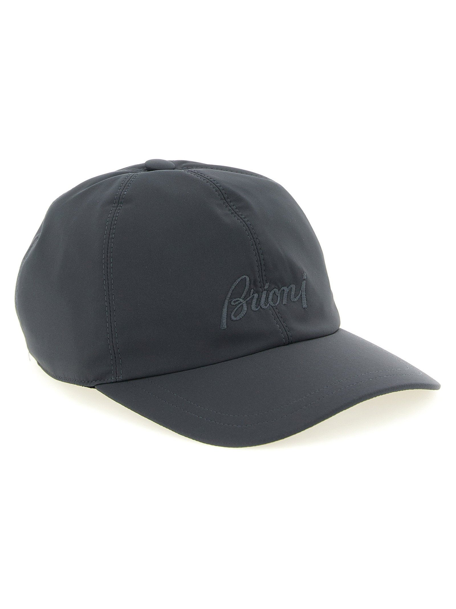 Brioni Tone-on-Tone Embroidered Logo Baseball Cap — gray, view 2
