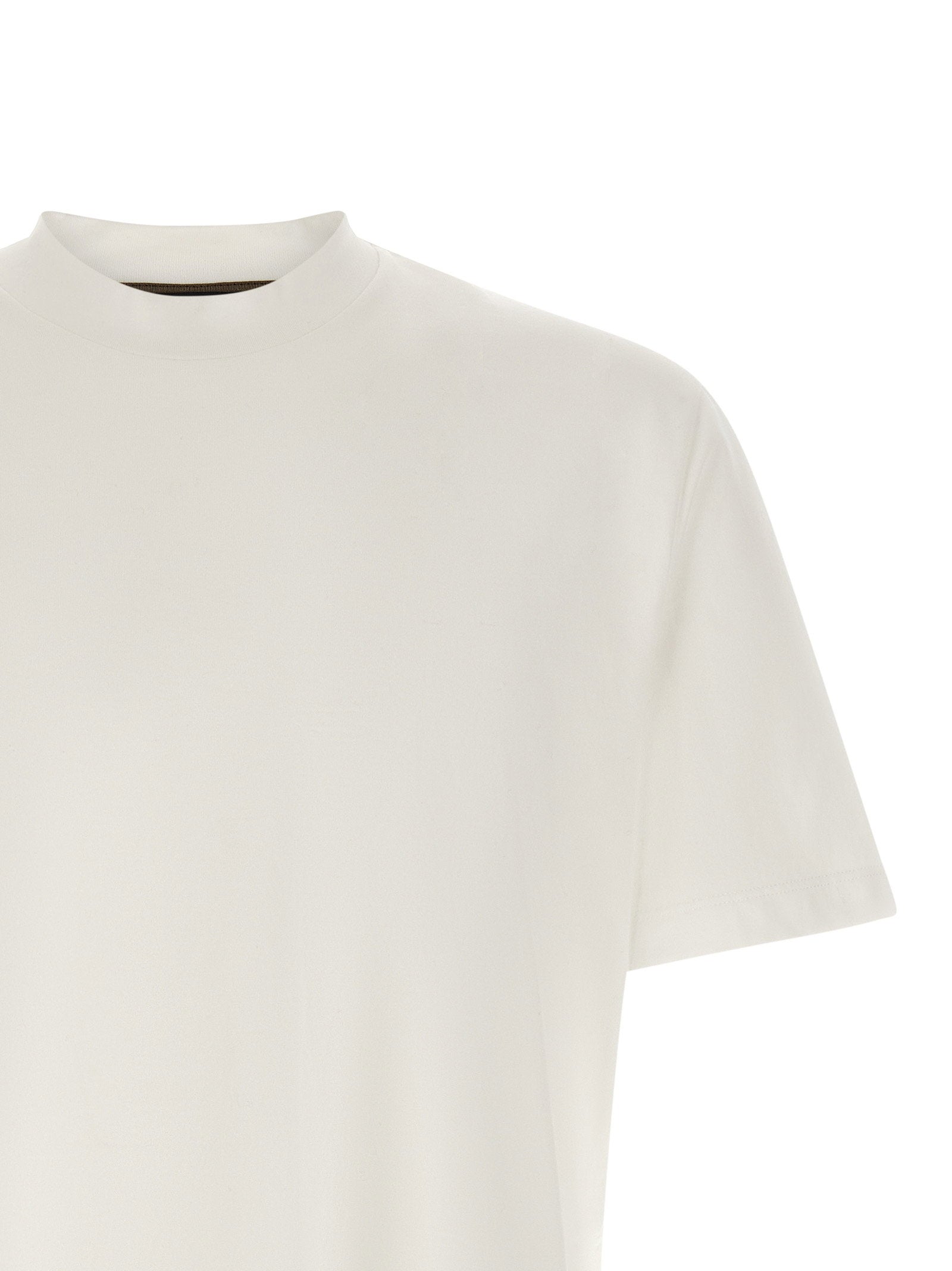 Brioni Logo-Embroidered Cotton T-Shirt — White, view 3