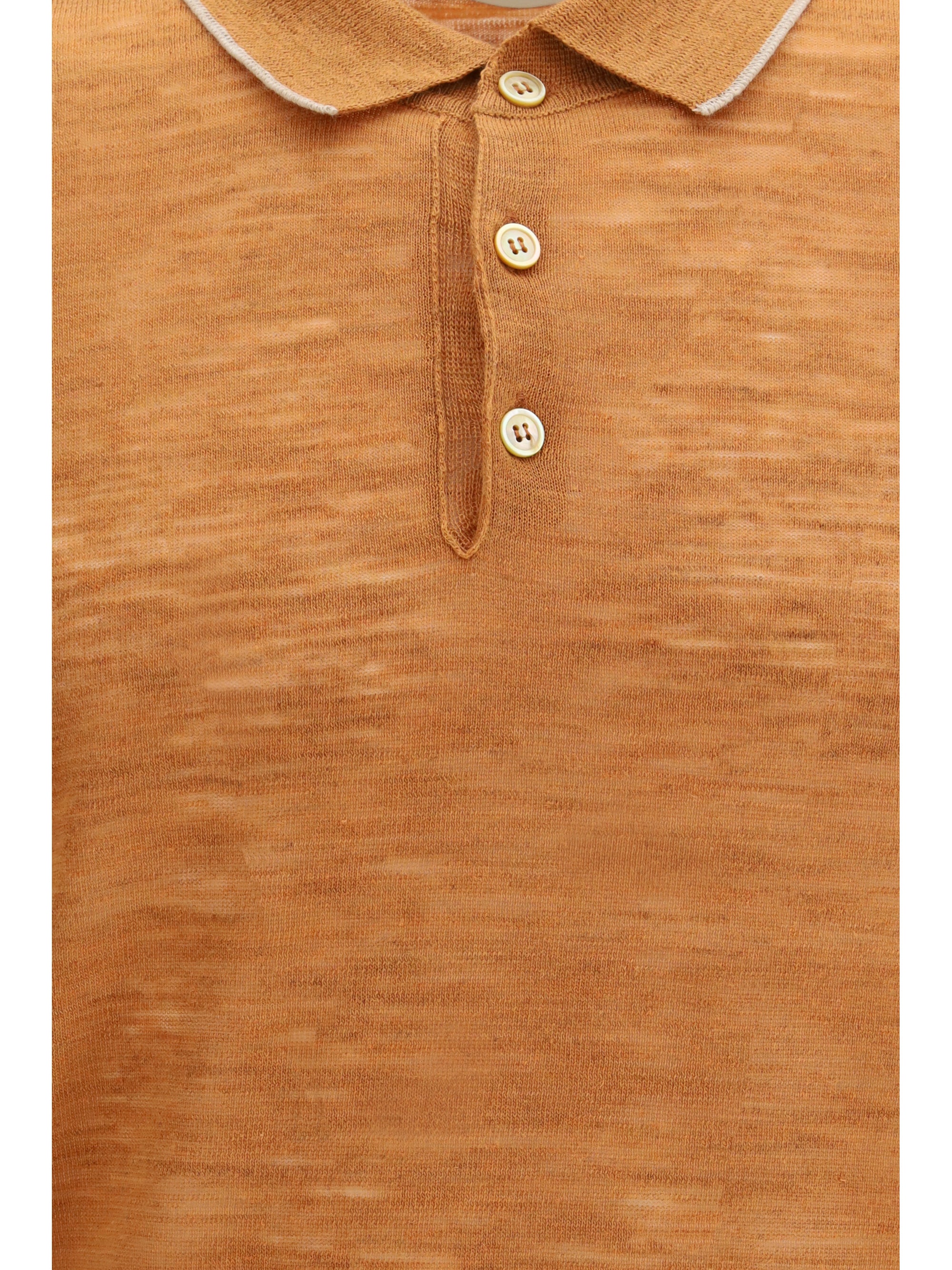 Brooksfield Linen Blend Polo — Brown, view 2