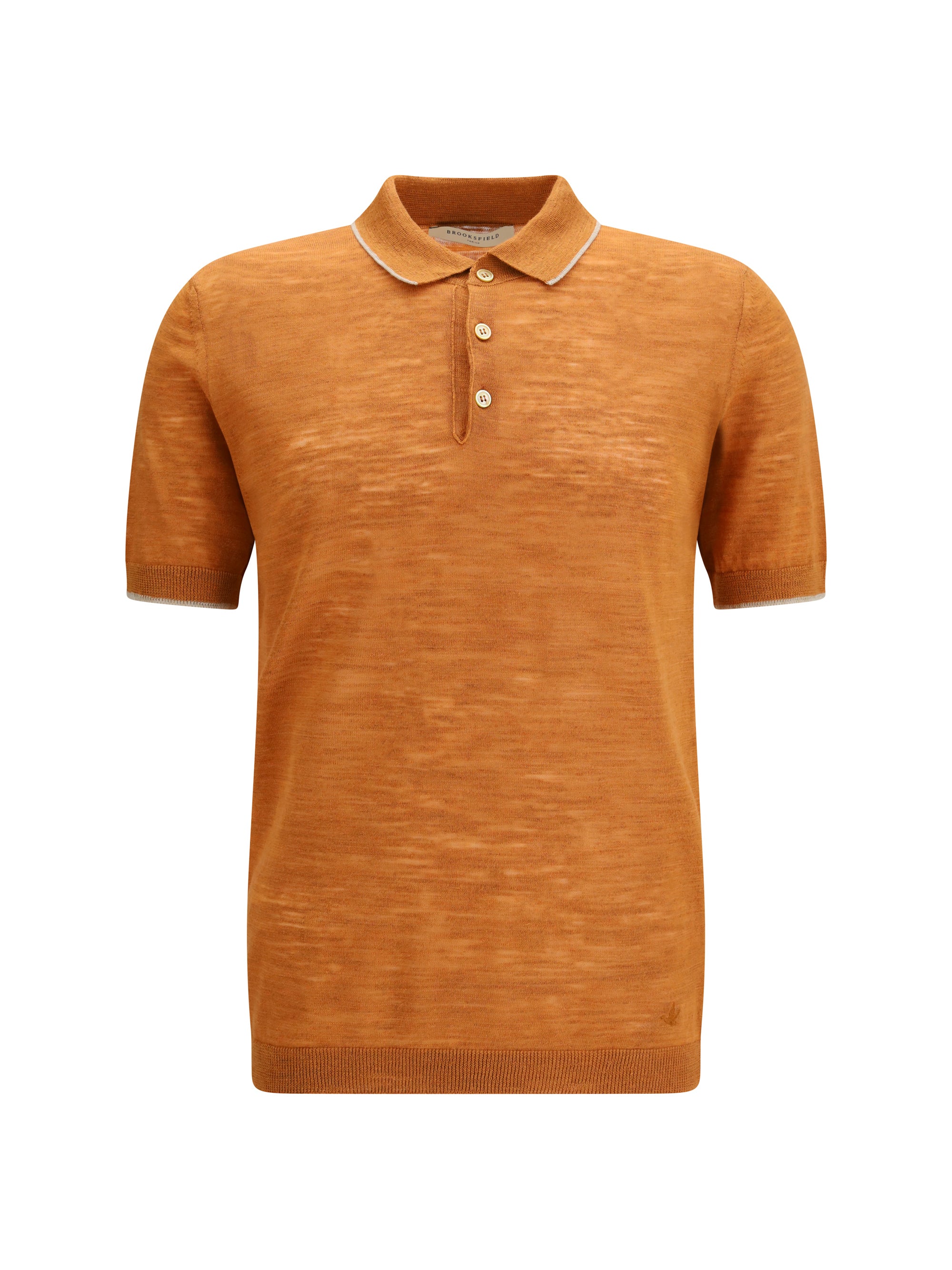 Brooksfield Linen Blend Polo — Brown, view 3