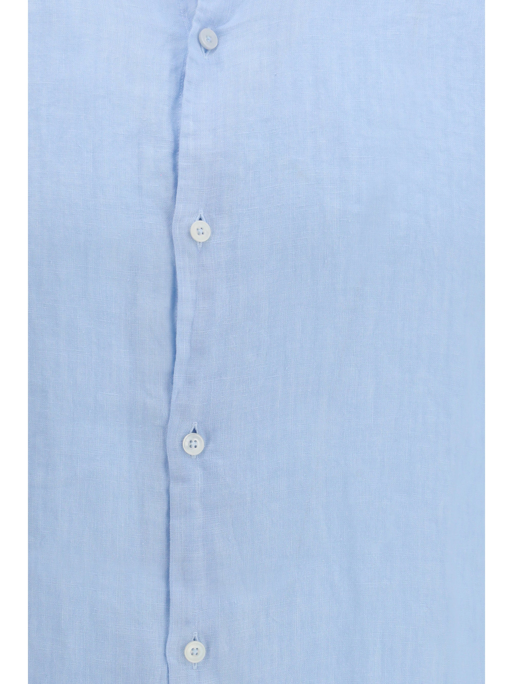 Brooksfield Linen Shirt — Blue, view 3