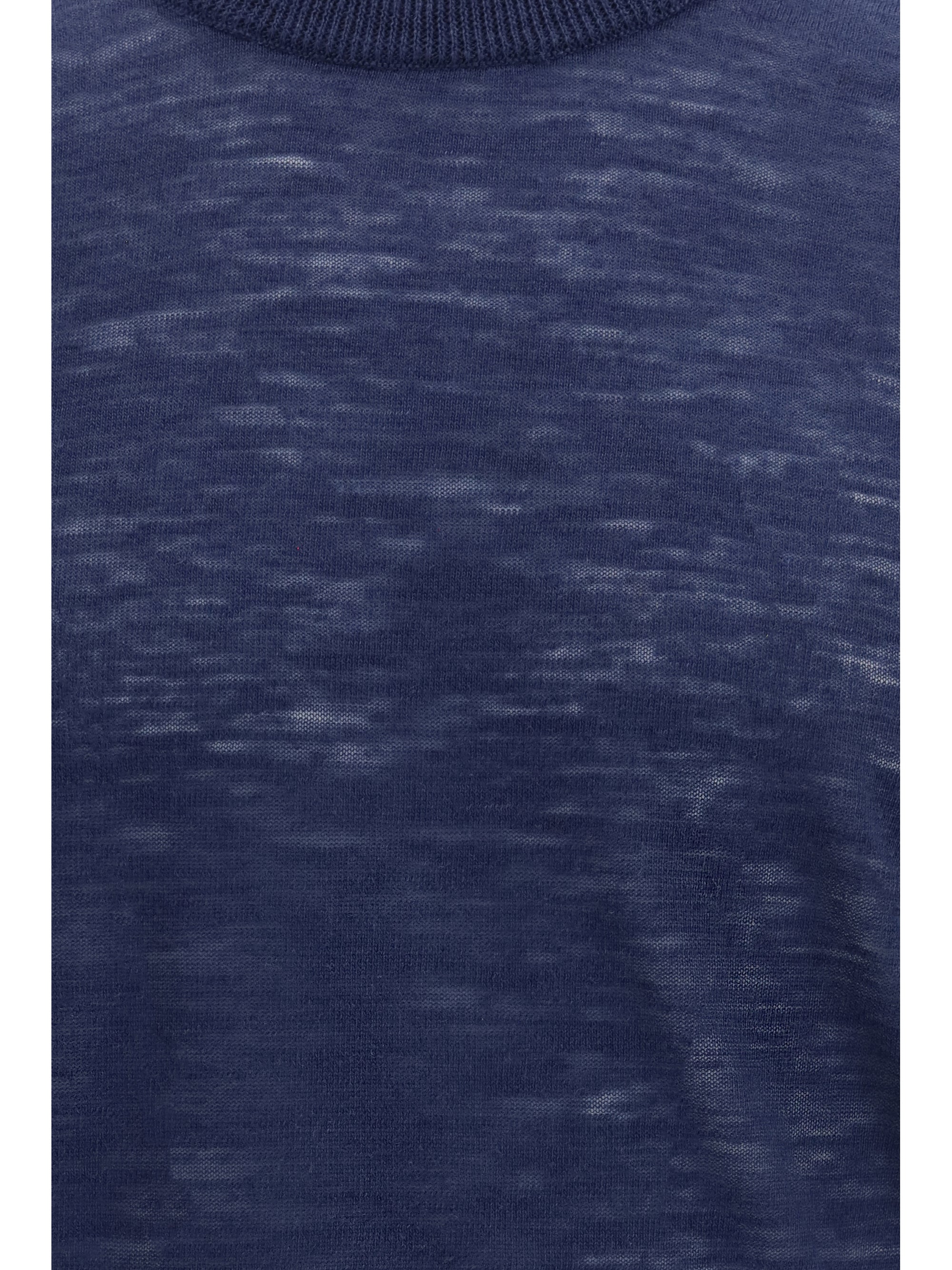 Brooksfield Linen Blend Crew Neck Sweater — Navy, view 3
