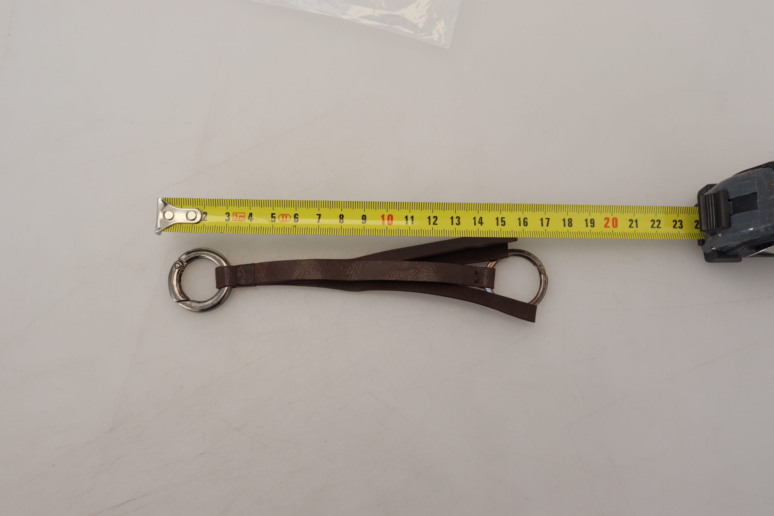 Brown Leather Silver Tone Metal Keyring Keychain Brass Accessory, view 6