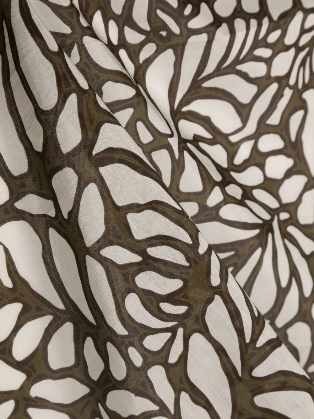 Brunello Cucinelli All-Over Botanical Print Scarf Olive Clothing, view 3