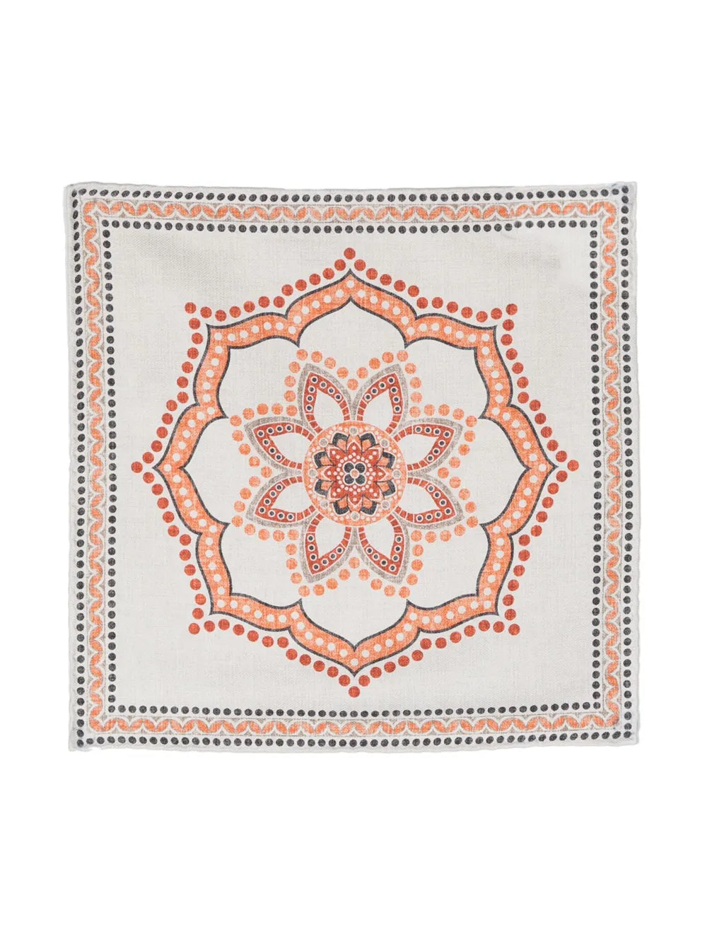 Brunello Cucinelli Mandala Pattern Silk Pocket Square Orange Accessory by Brunello Cucinelli