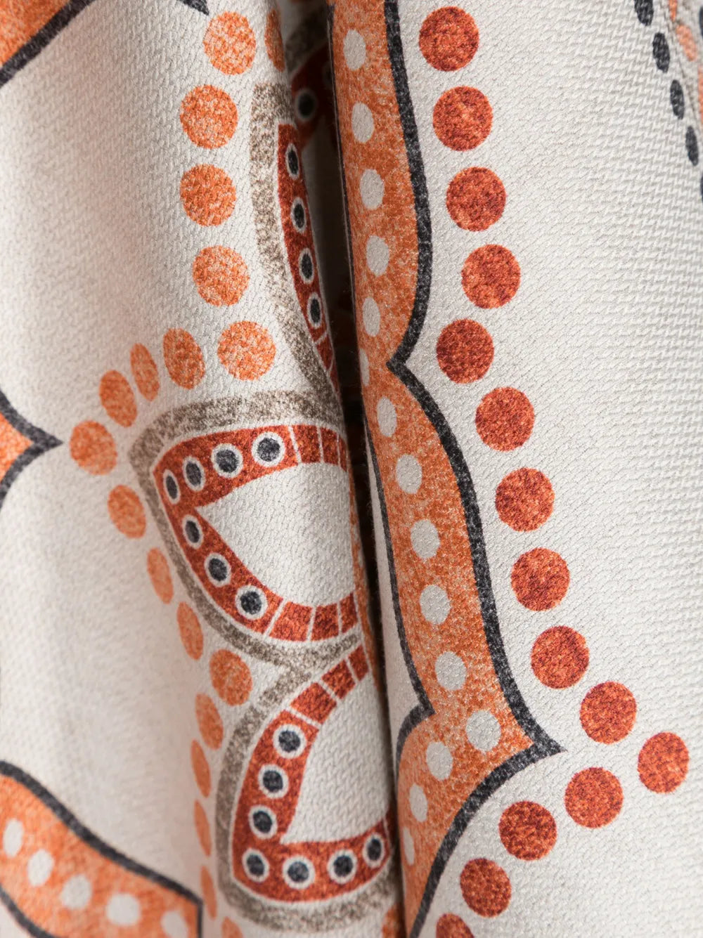 Brunello Cucinelli Mandala Pattern Silk Pocket Square Orange Accessory, view 3