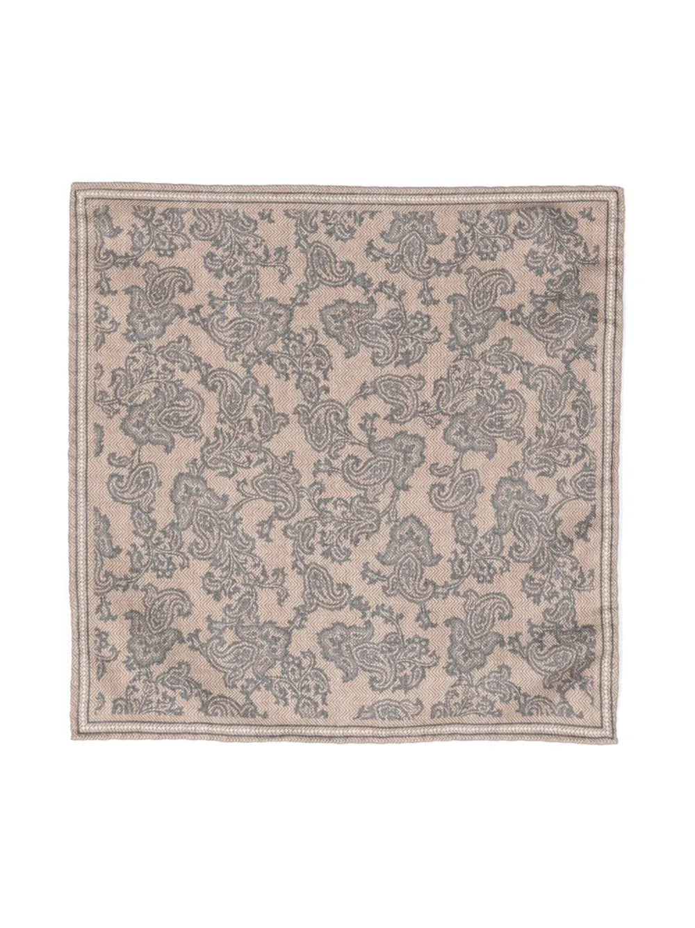 Brunello Cucinelli Paisley-Print Silk Scarf Beige, view 2