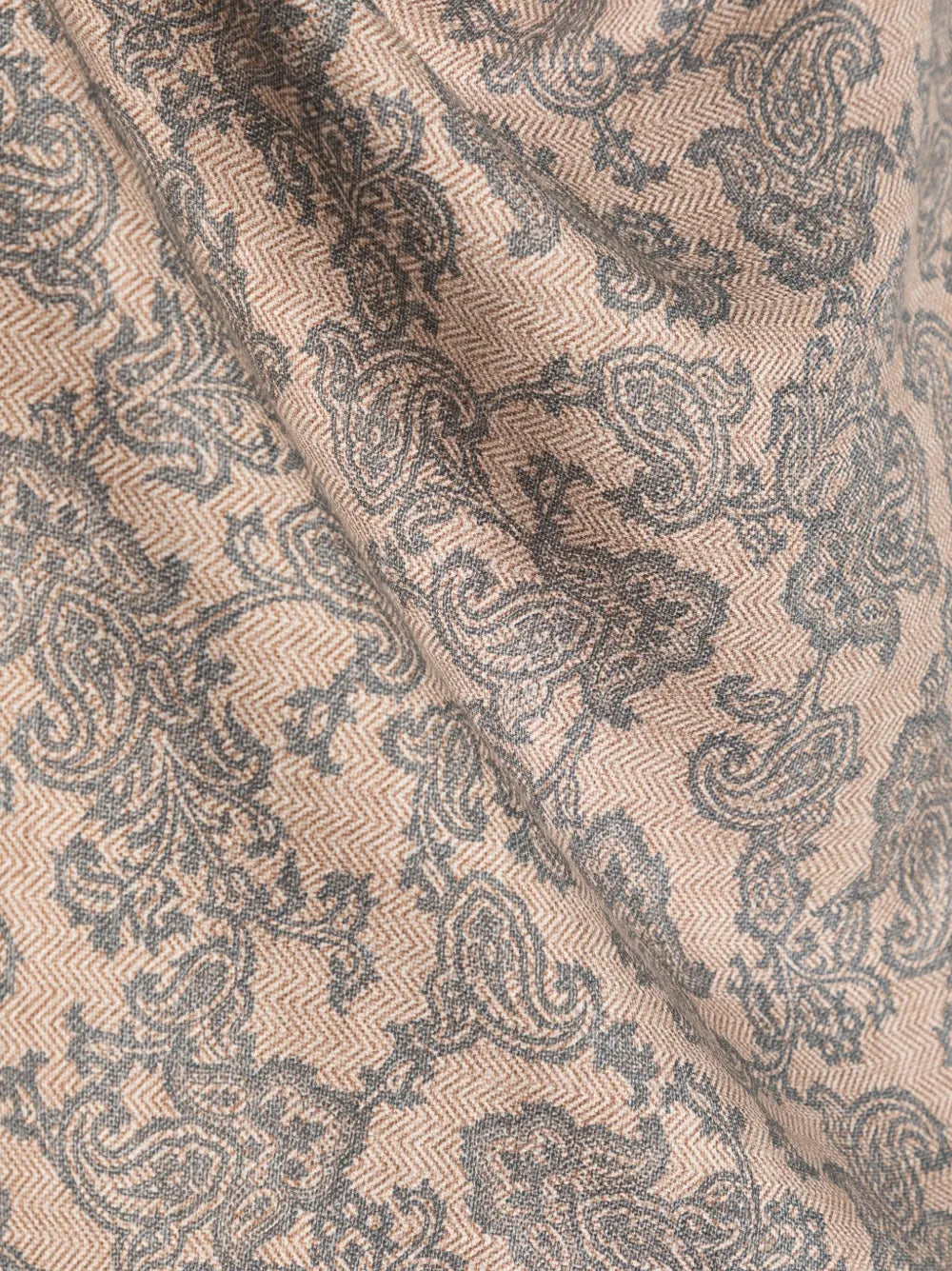 Brunello Cucinelli Paisley-Print Silk Scarf Beige, view 3