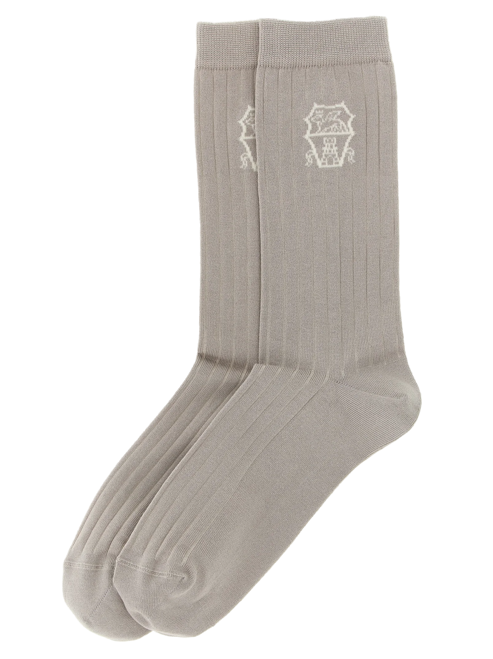 Brunello Cucinelli Ribbed Cotton Socks — Gray, view 2