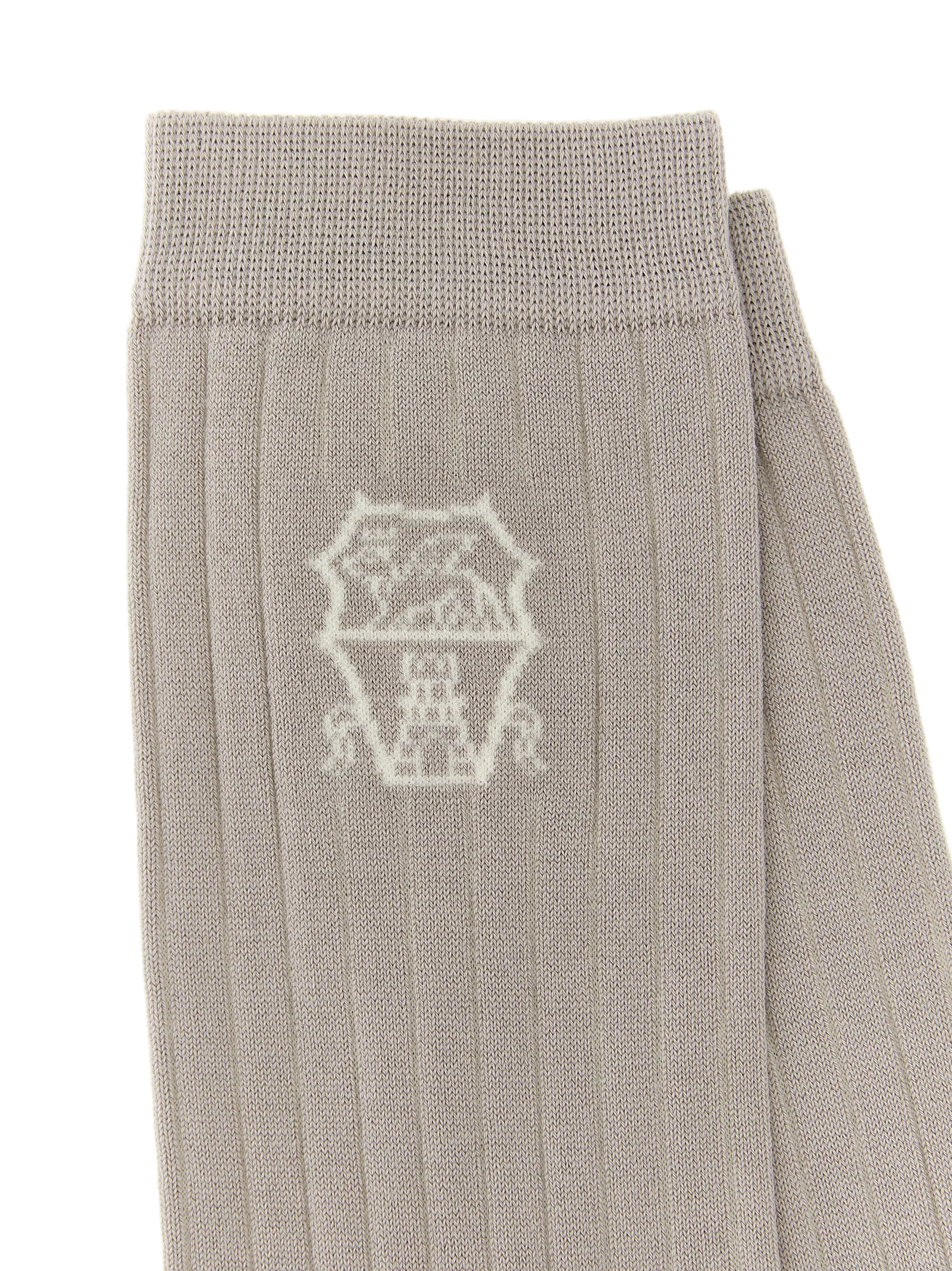 Brunello Cucinelli Ribbed Cotton Socks — Gray, view 3