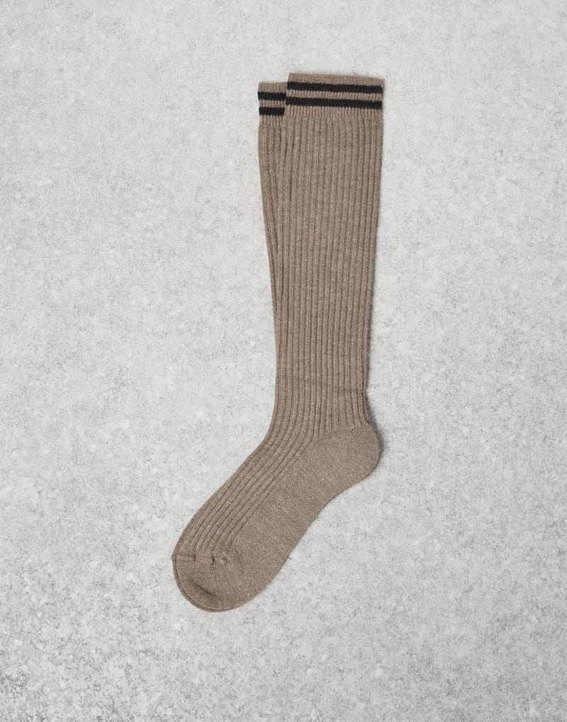 Brunello Cucinelli Womens Nutmeg Wool Blend Ribbed Socks Brown Clothing by Brunello Cucinelli
