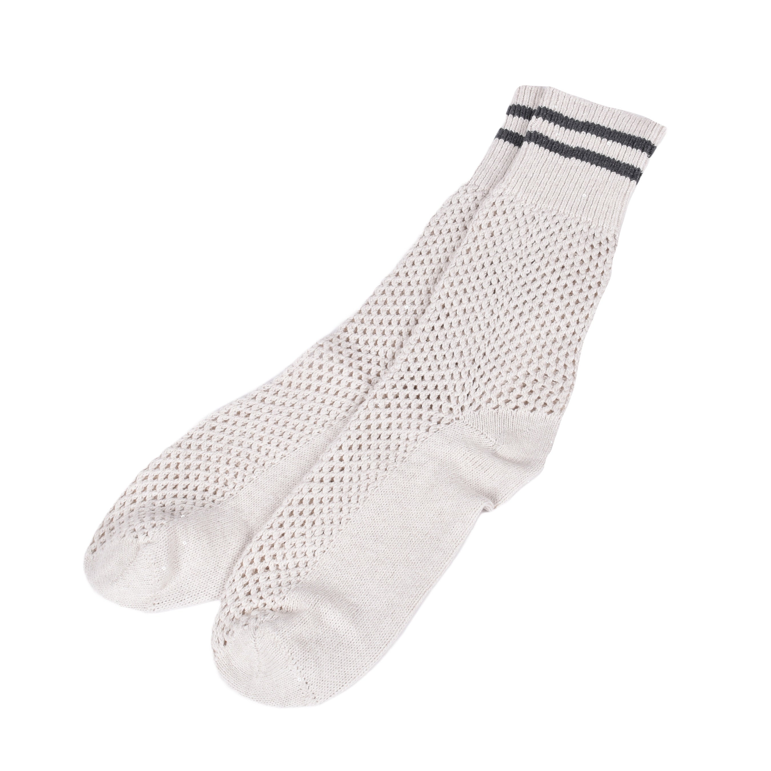 Brunello Cucinelli Womens Oat Two-Tone Hand Knit Socks Neutrals Clothing by Brunello Cucinelli