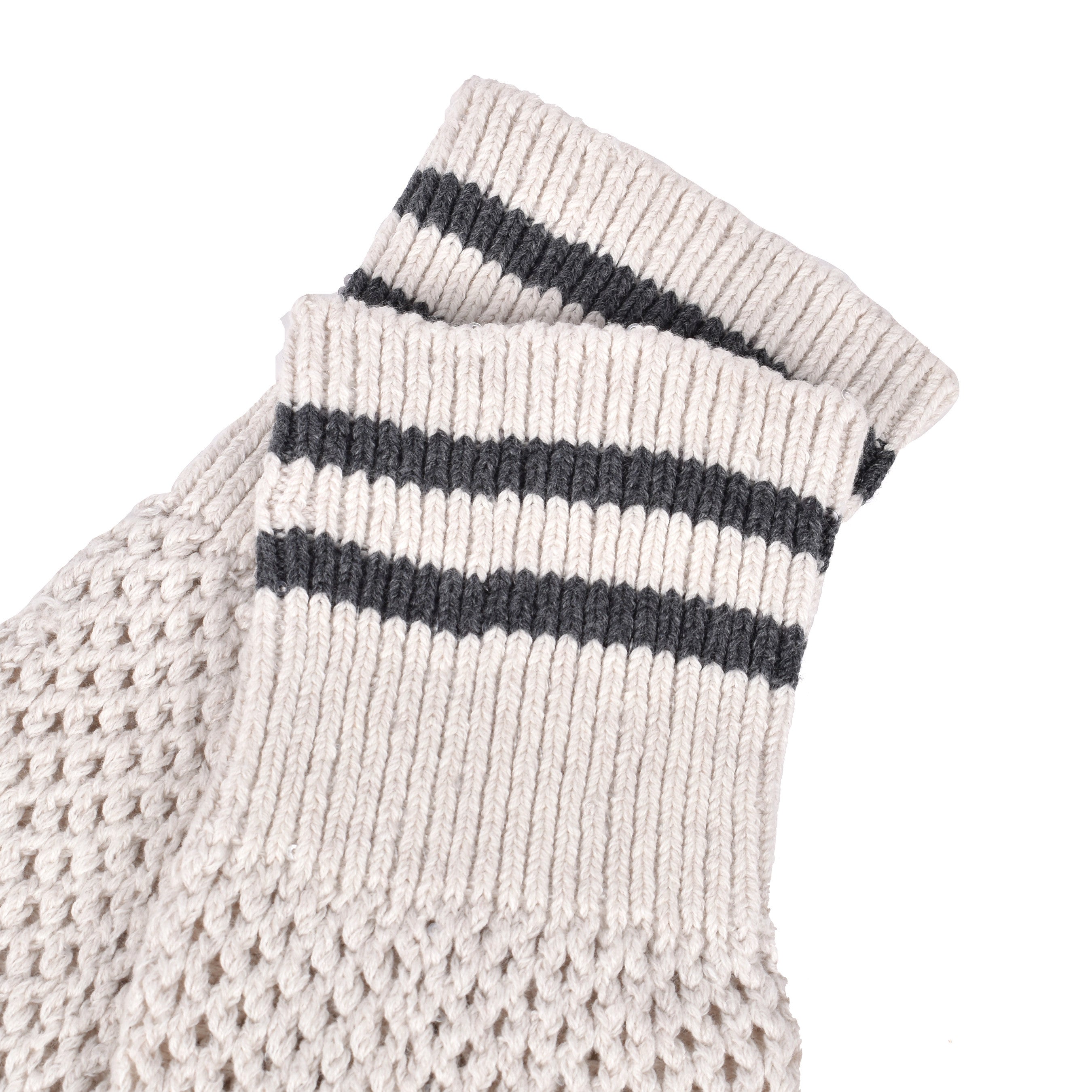 Brunello Cucinelli Womens Oat Two-Tone Hand Knit Socks Neutrals Clothing, view 2