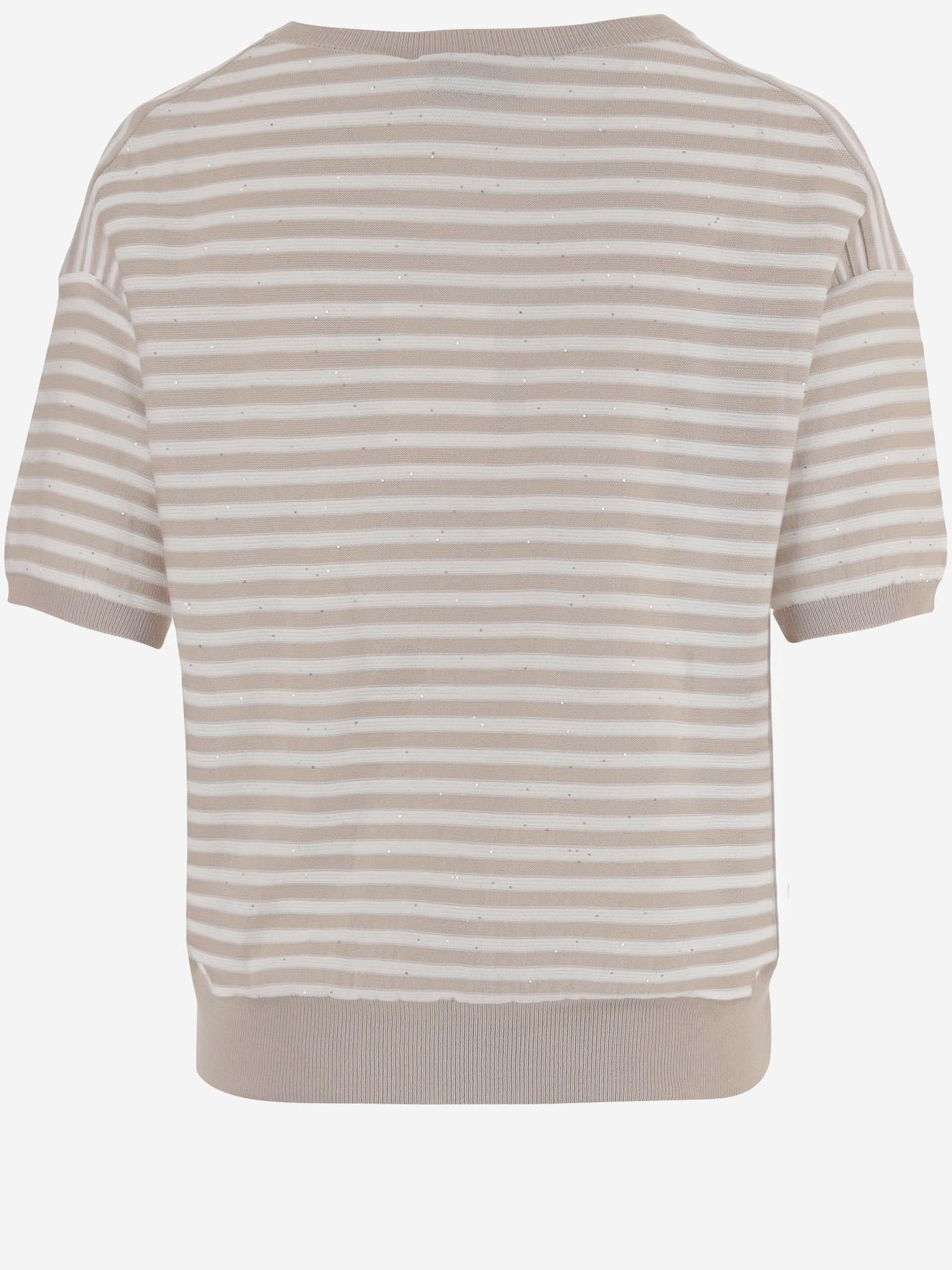 Bruno Manetti Striped Cotton-Blend Sweater — Beige by Bruno Manetti