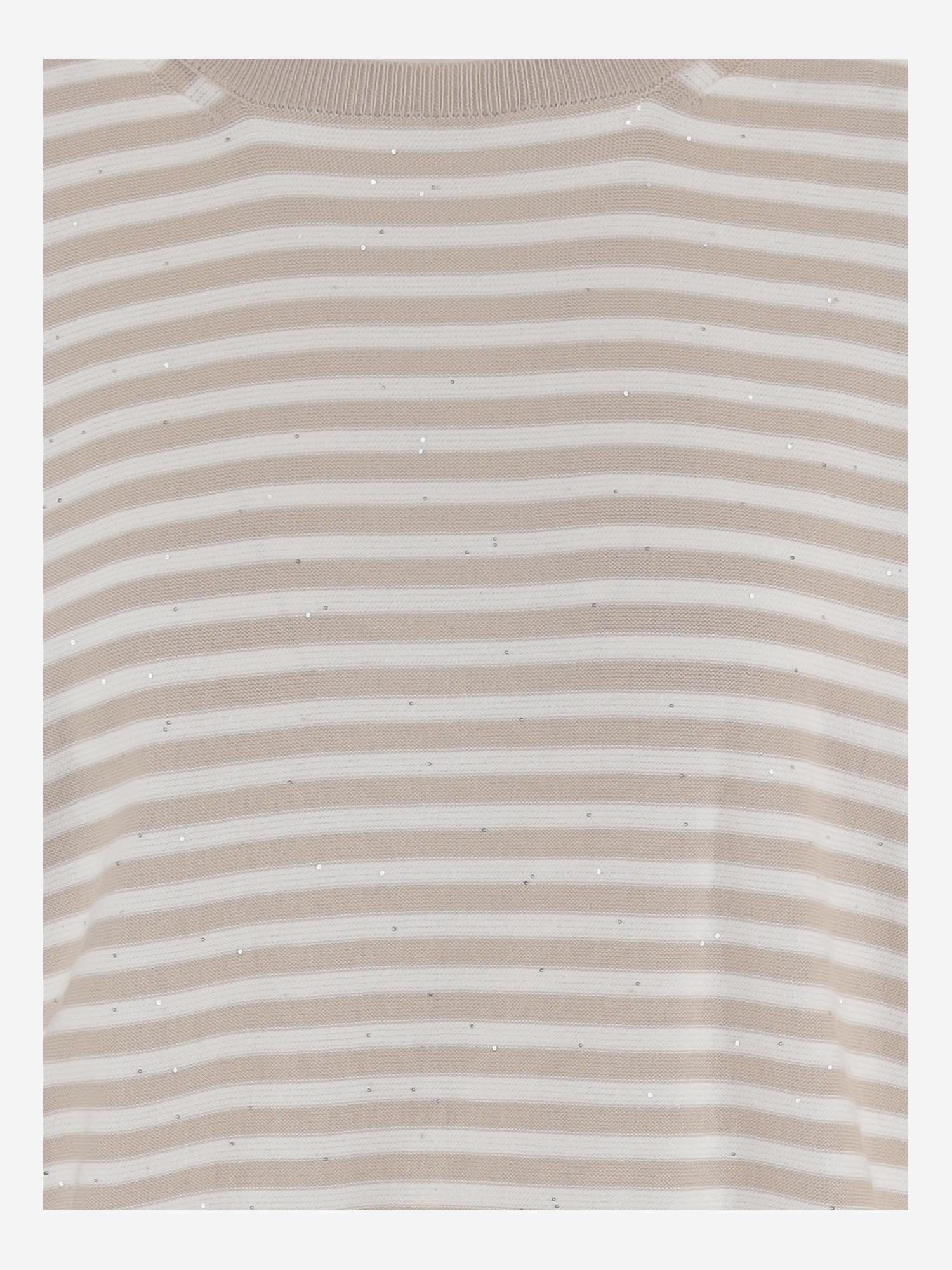 Bruno Manetti Striped Cotton-Blend Sweater — Beige, view 2