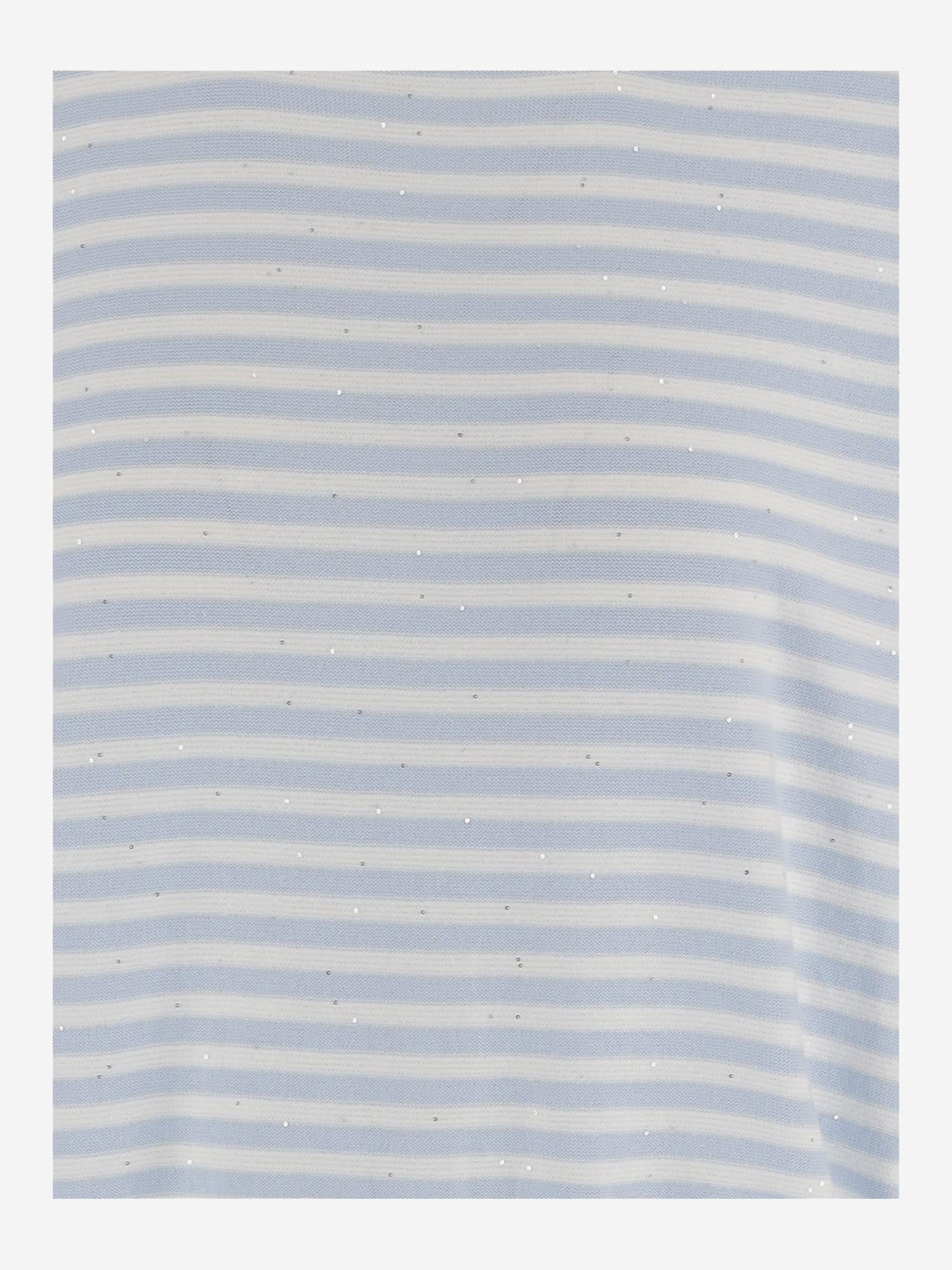 Bruno Manetti Striped Cotton Blend Sweater — Blue, view 3