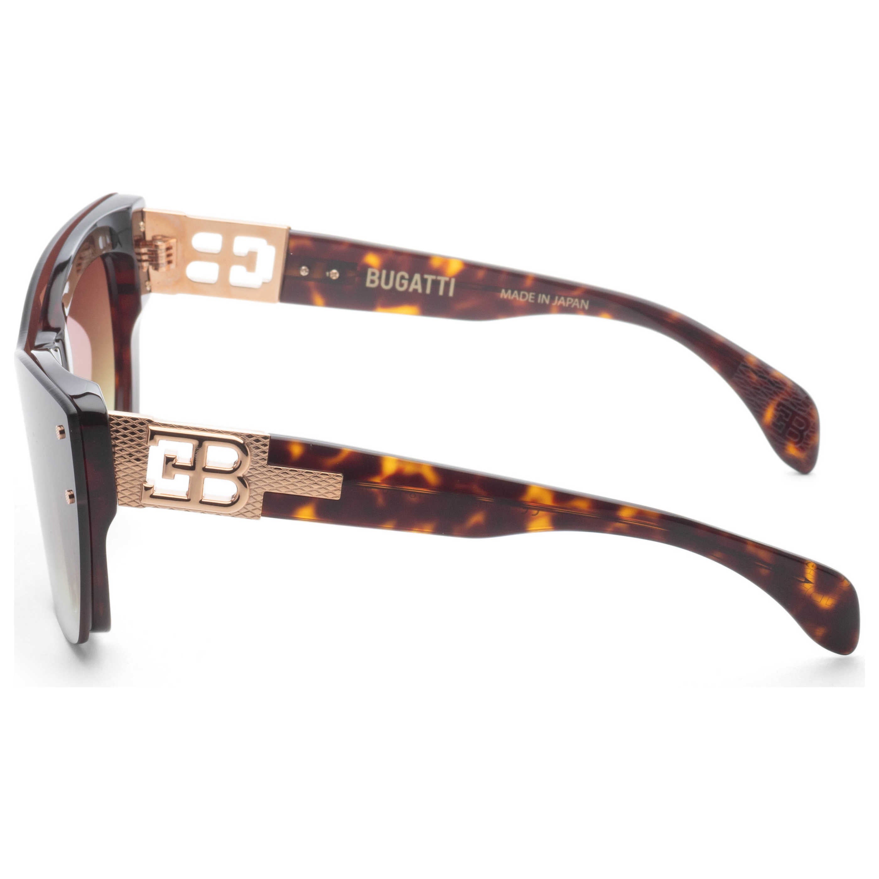 Bugatti 48LHAV Havana Tortoise Rose Gold Sunglasses — Brown, view 2
