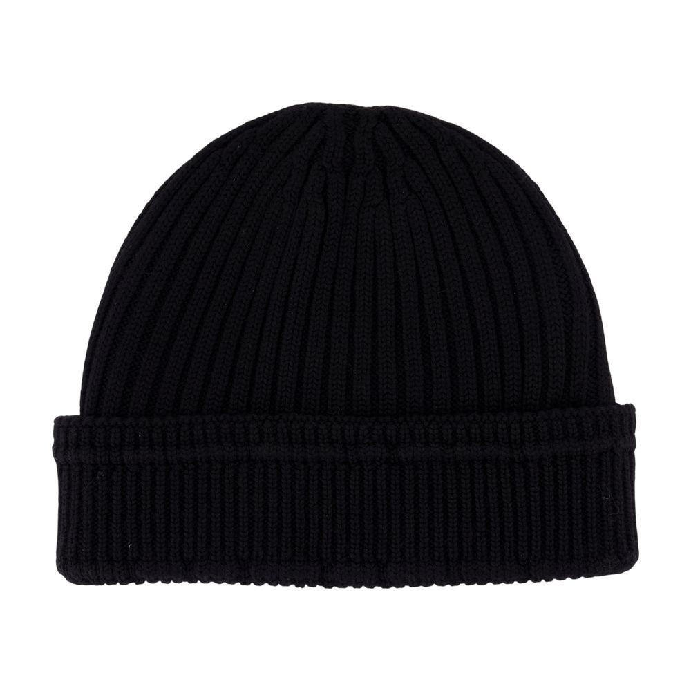 Burberry 8103340-A1189 Ribbed Wool Cashmere Beanie — Black, view 2