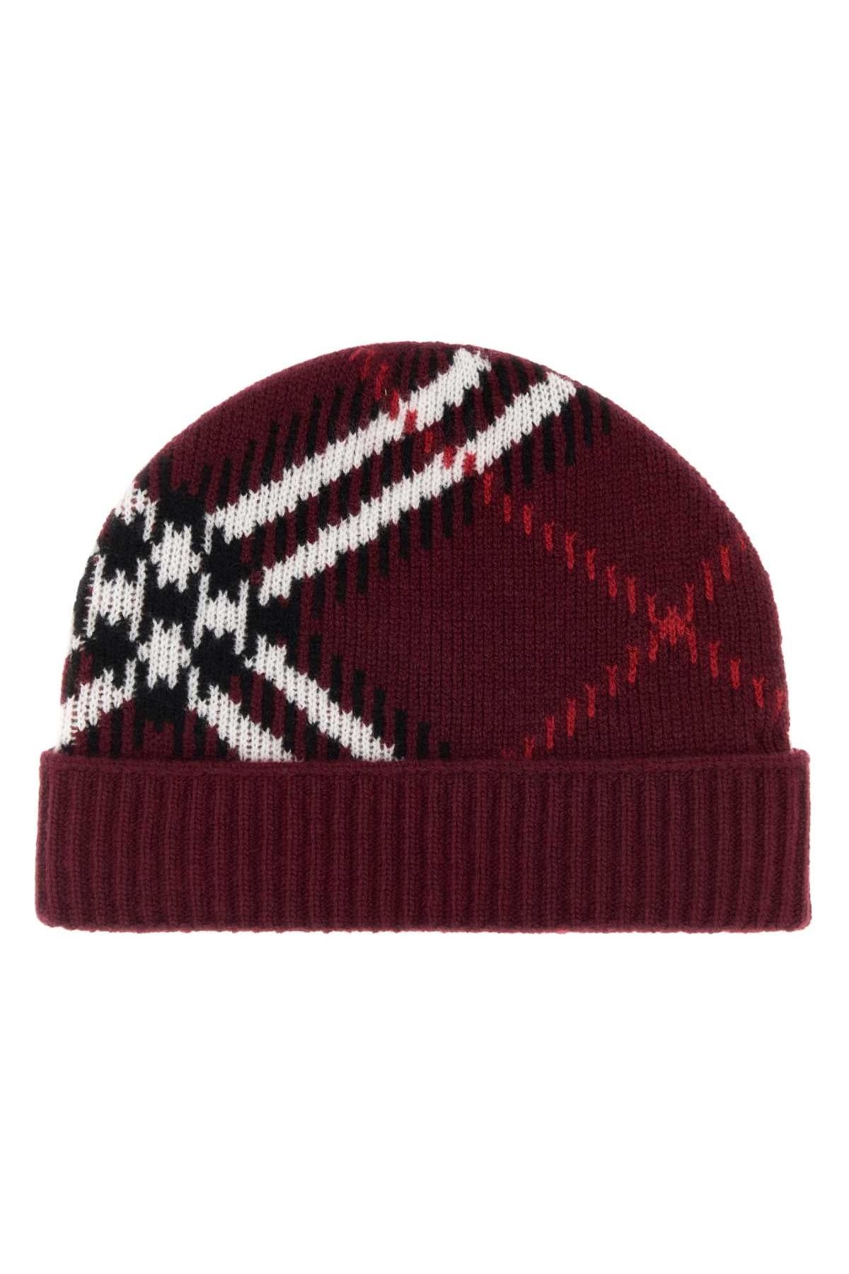 Burberry 8132889 Plaid Intarsia Beanie — Red, view 2