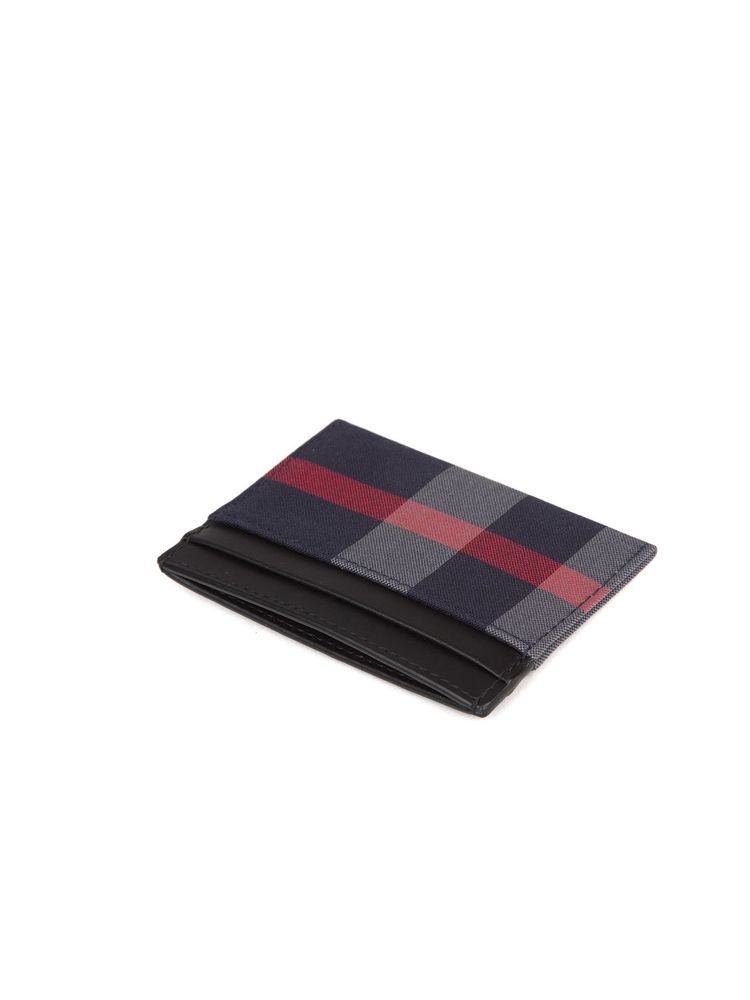 Burberry Check Cotton Card Holder — Navy, view 2