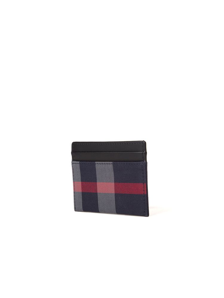 Burberry Check Cotton Card Holder — Navy, view 3