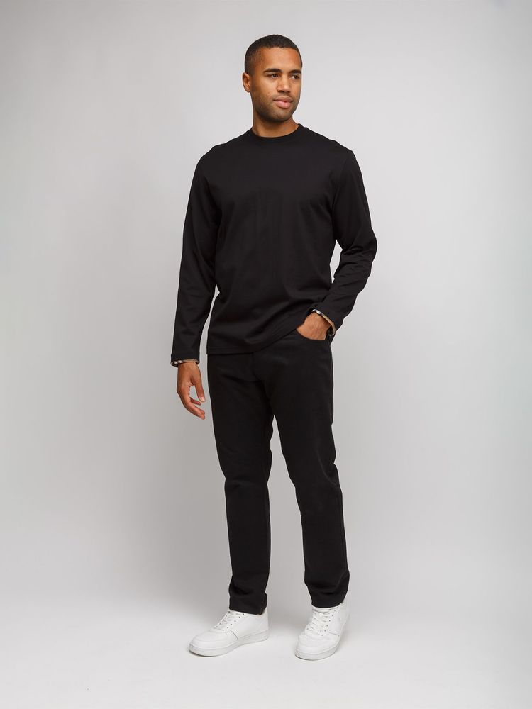 Burberry Cotton Long-Sleeve T-Shirt — Black, view 3