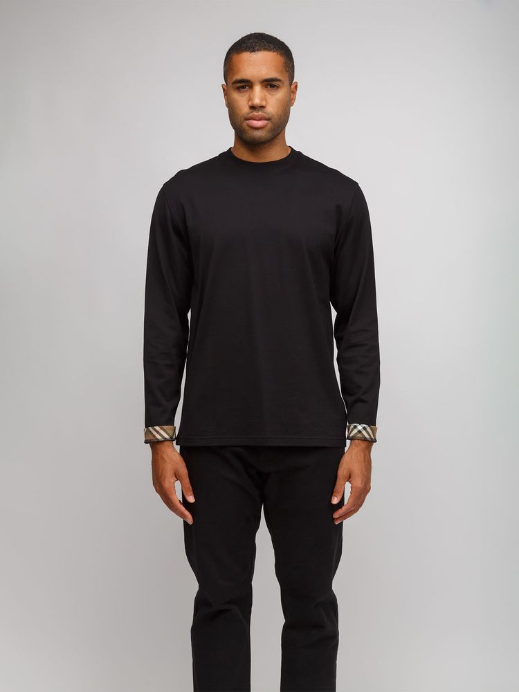 Burberry Cotton Long-Sleeve T-Shirt — Black, view 5