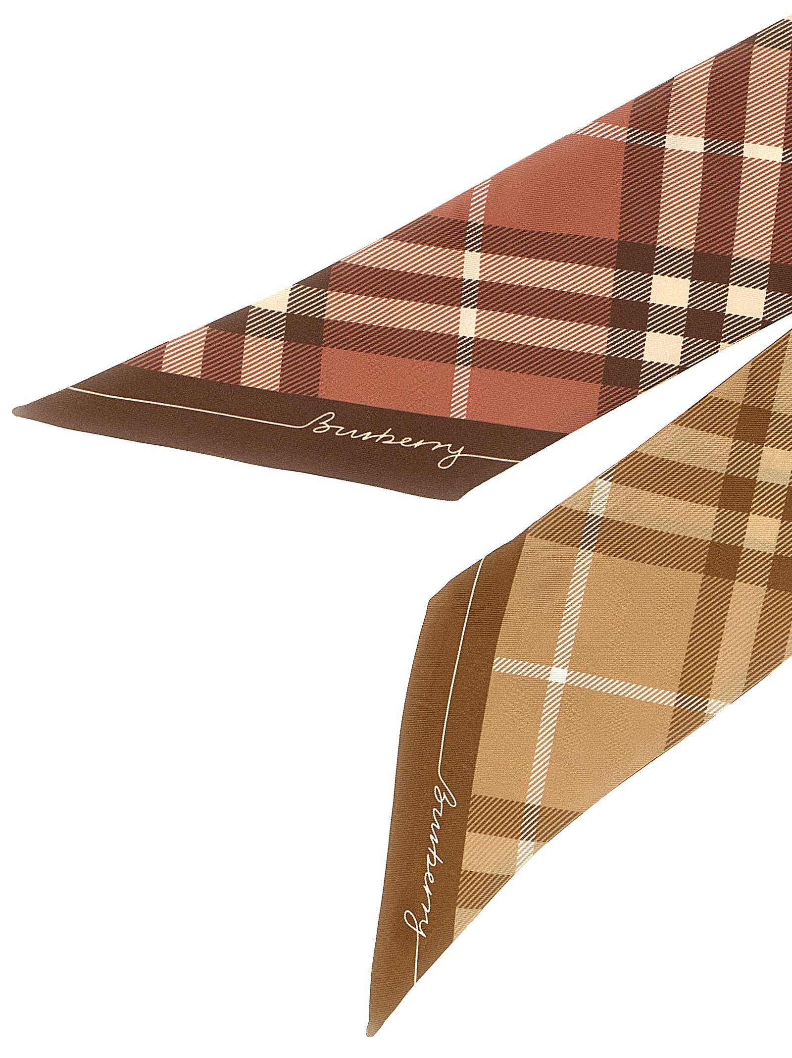 Burberry Double-Sided Burberry Check Silk Scarf — Beige, view 3