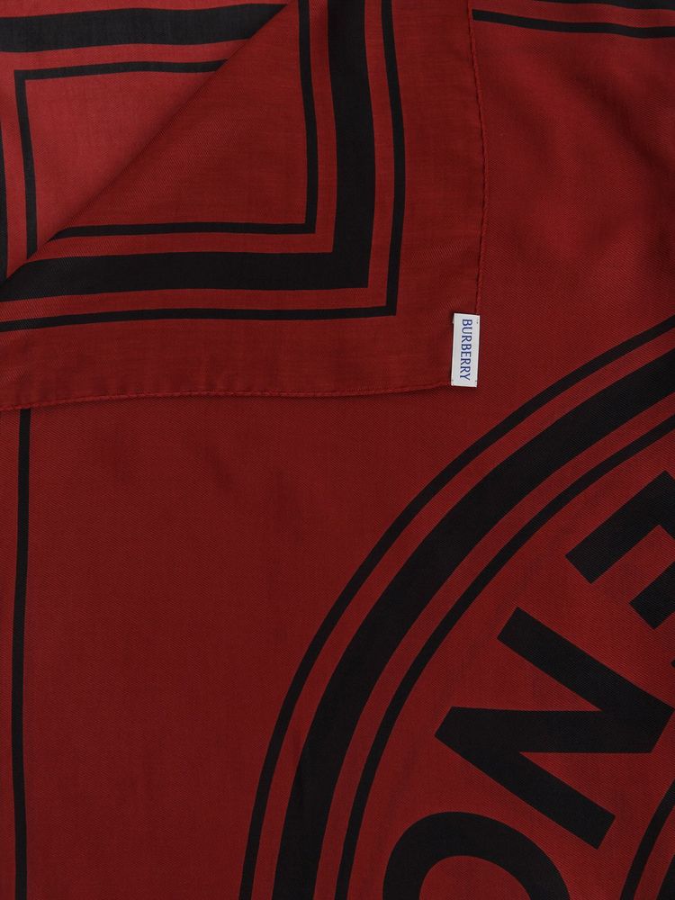 Burberry Logo Roundel Square Scarf — Red, view 2