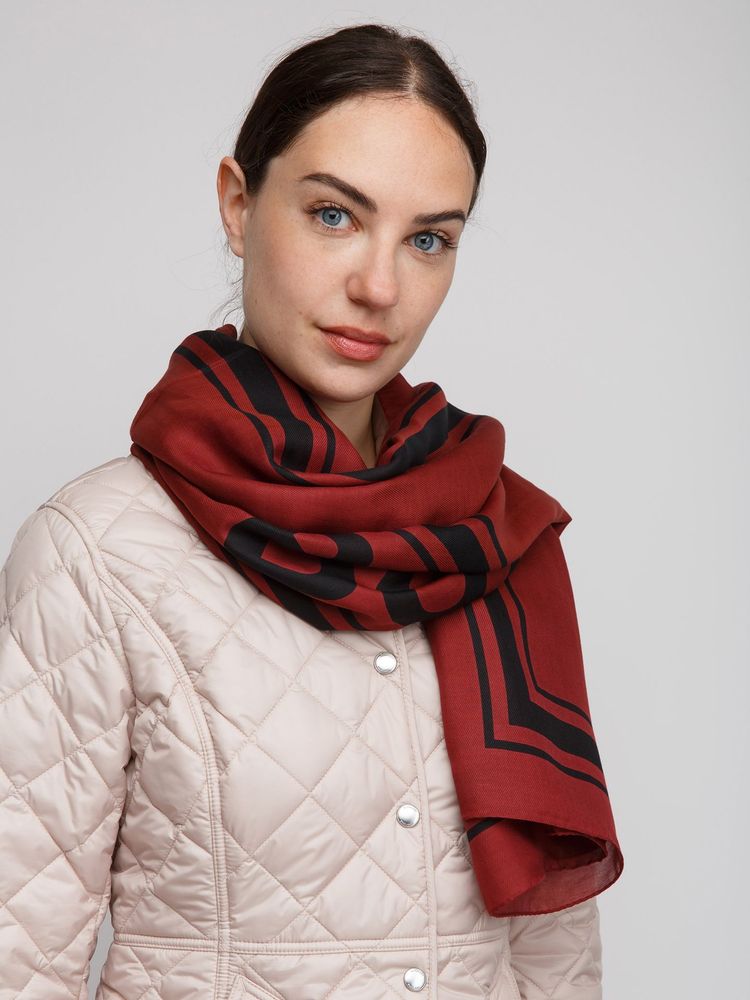 Burberry Logo Roundel Square Scarf — Red, view 3