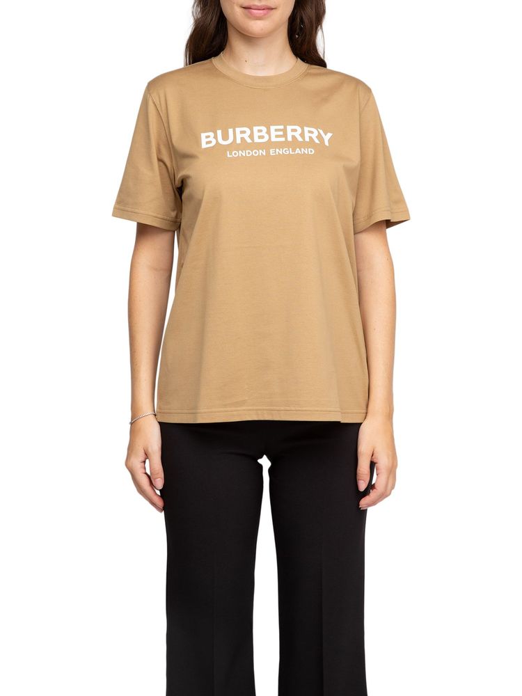 Burberry Logo-Print Cotton T-Shirt — Beige by Burberry