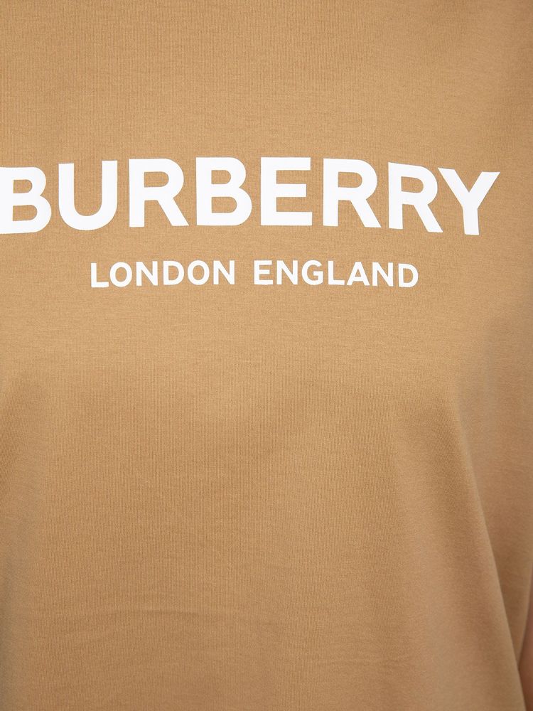 Burberry Logo-Print Cotton T-Shirt — Beige, view 4