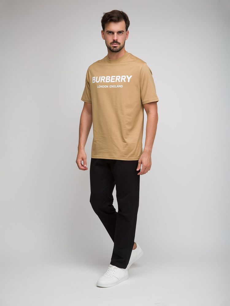 Burberry Logo-Print Cotton T-Shirt — Beige, view 2