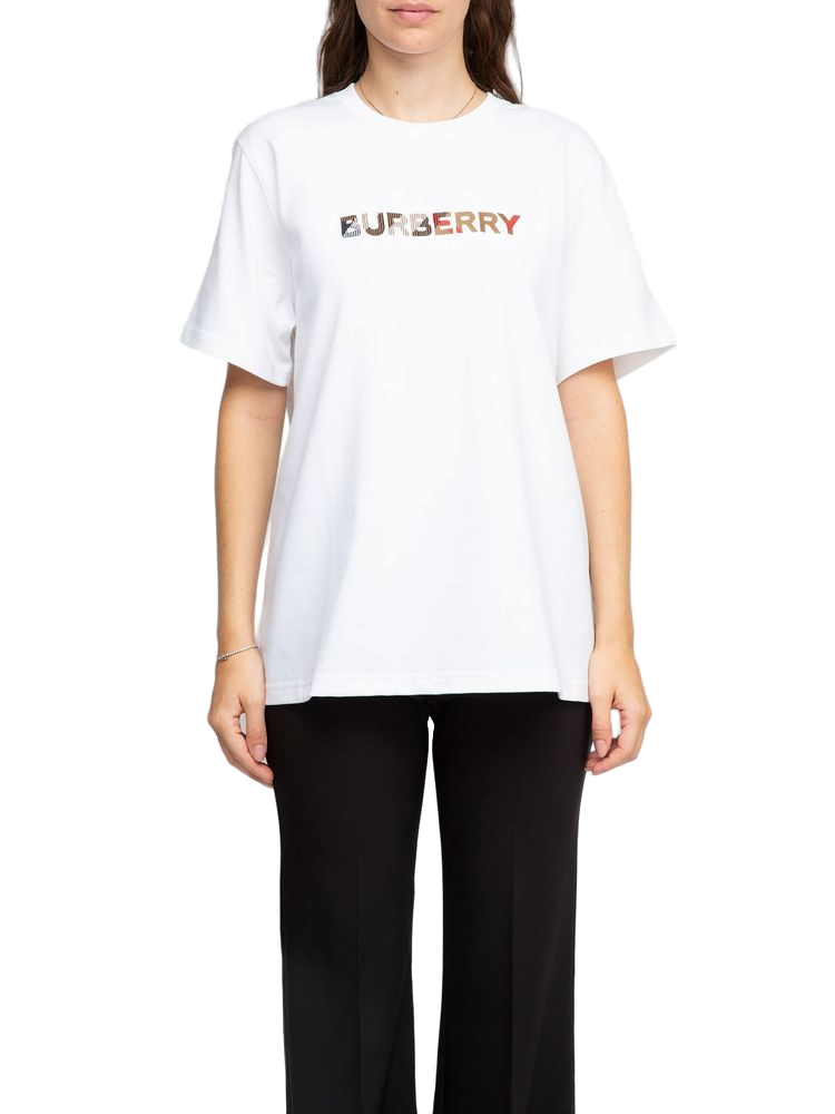 Burberry Logo-Embroidered Cotton T-Shirt — White by Burberry