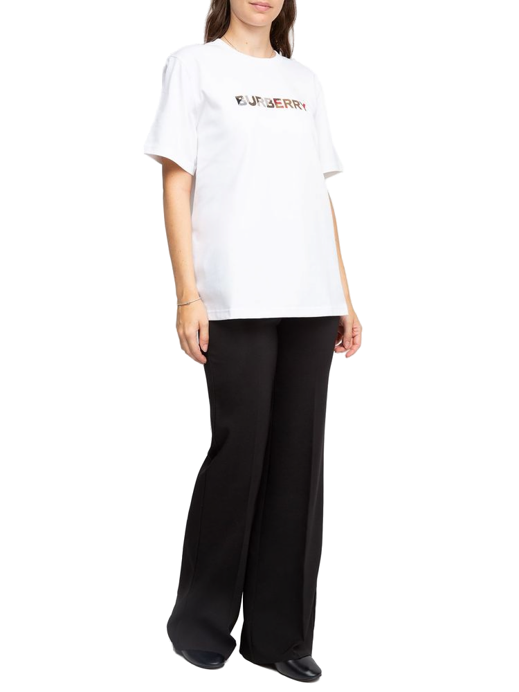 Burberry Logo-Embroidered Cotton T-Shirt — White, view 2