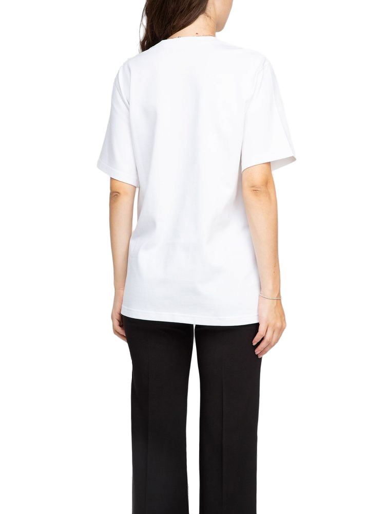 Burberry Logo-Embroidered Cotton T-Shirt — White, view 3