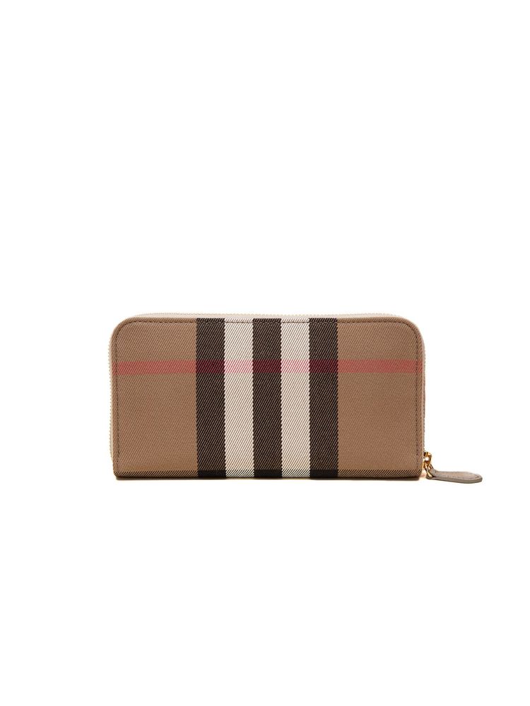 Burberry Check Leather Zip-Around Wallet — Beige, view 3