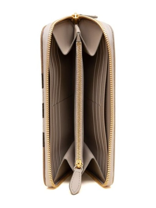 Burberry Check Leather Zip-Around Wallet — Beige, view 4