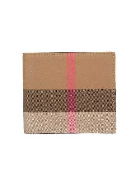 Burberry Check Pattern Cotton Wallet — Brown by Burberry