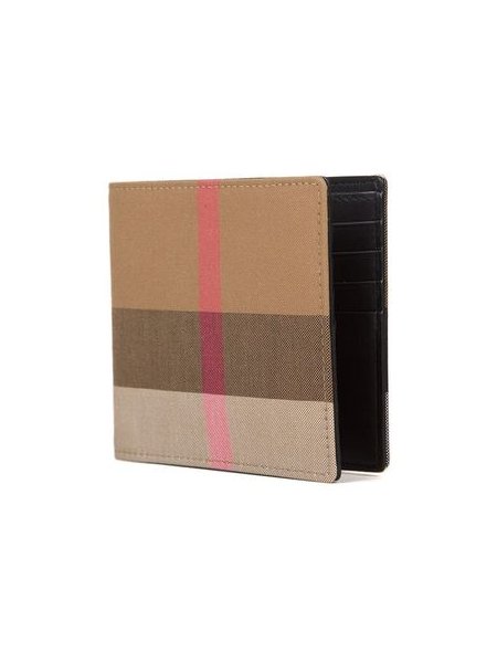 Burberry Check Pattern Cotton Wallet — Brown, view 2