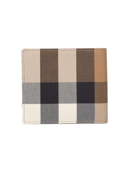 Burberry Check Pattern Cotton Wallet — Brown, view 3