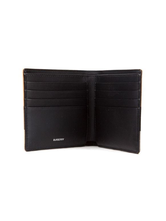 Burberry Check Pattern Cotton Wallet — Brown, view 4