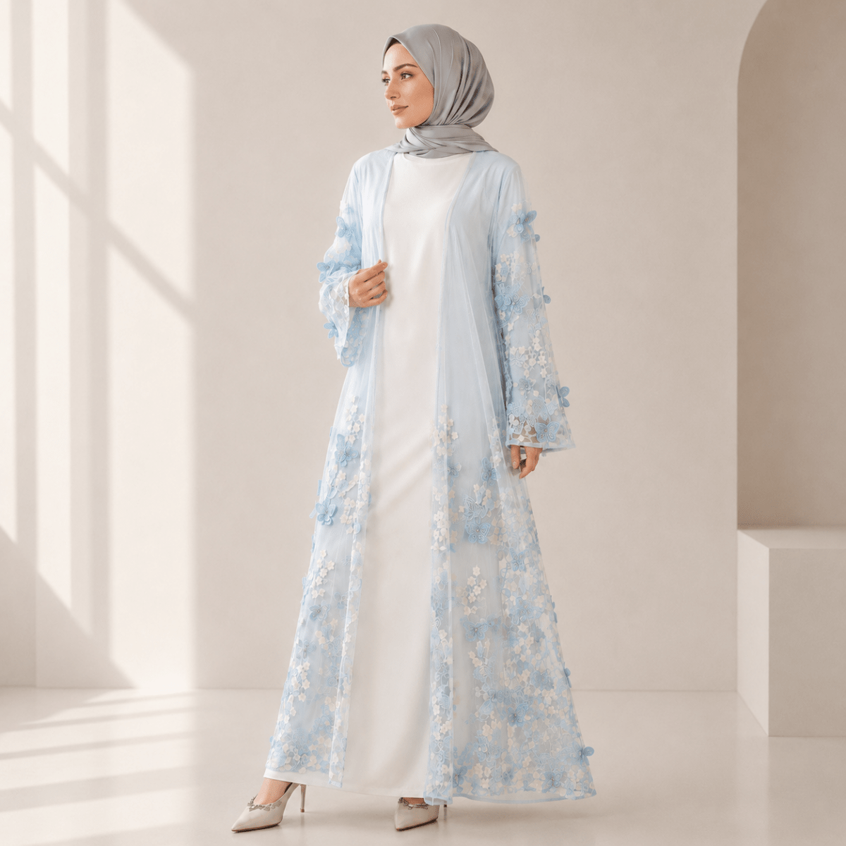 Butterfly Whisper Open Abaya(MOA303) by Mariam's Collection