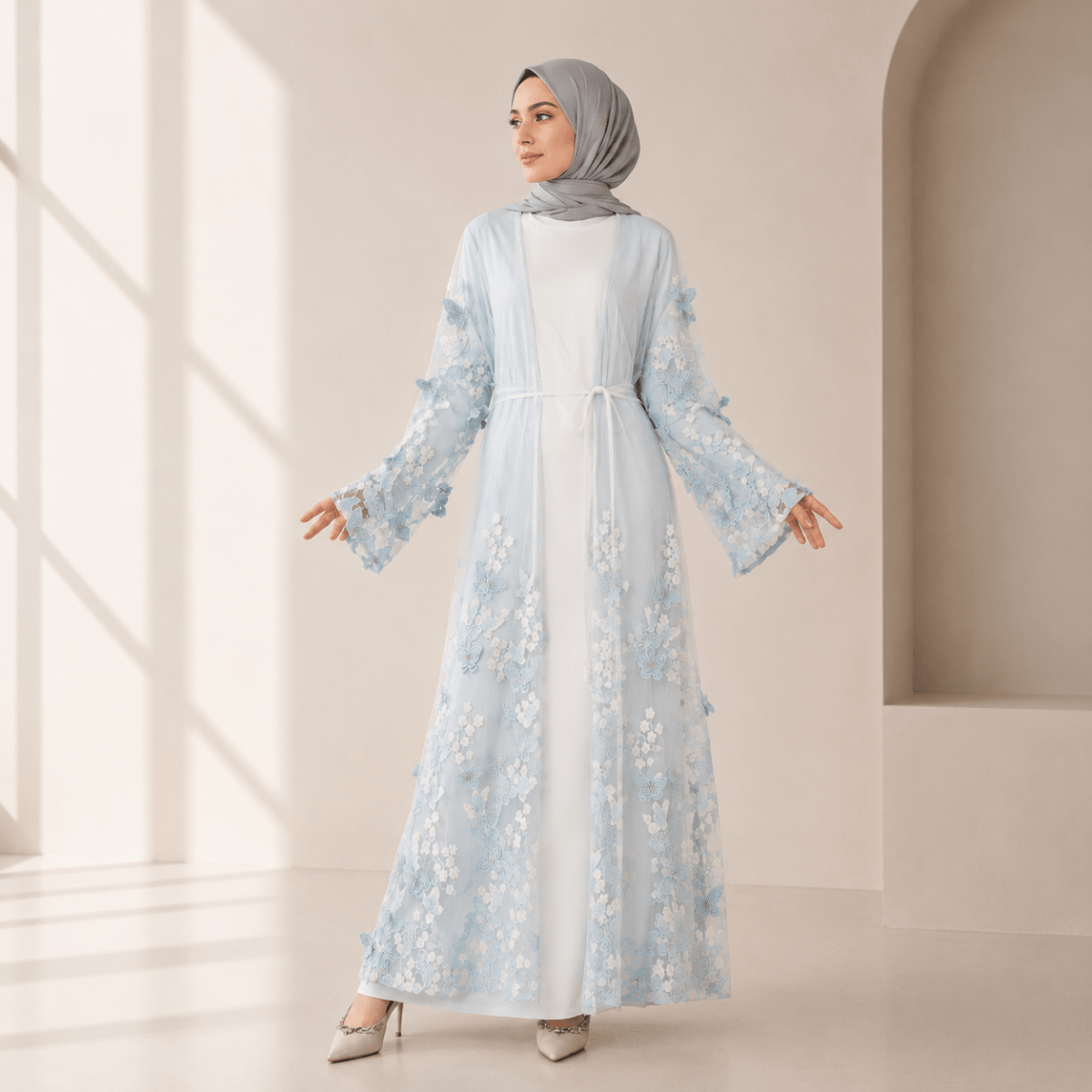 Butterfly Whisper Open Abaya(MOA303), view 2