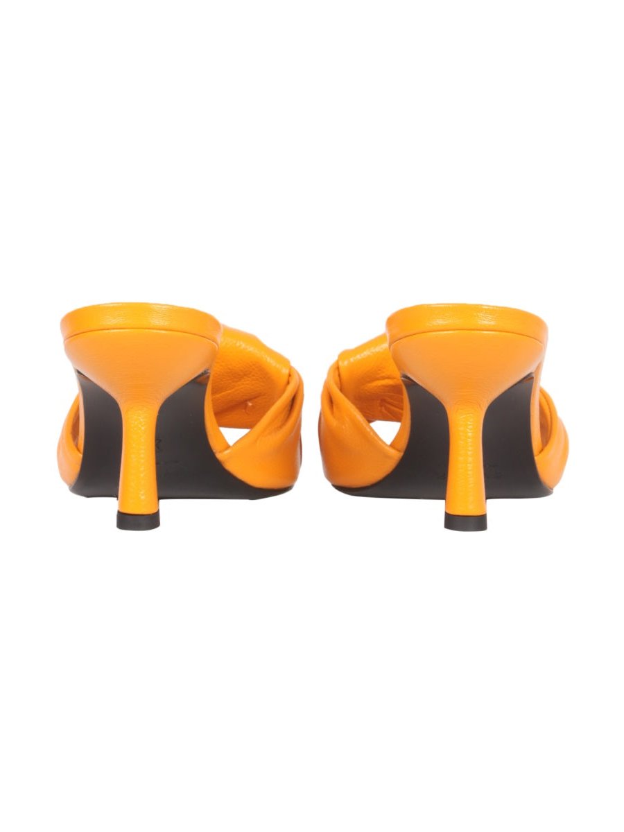 By Far Leather Sandals — Orange, view 2