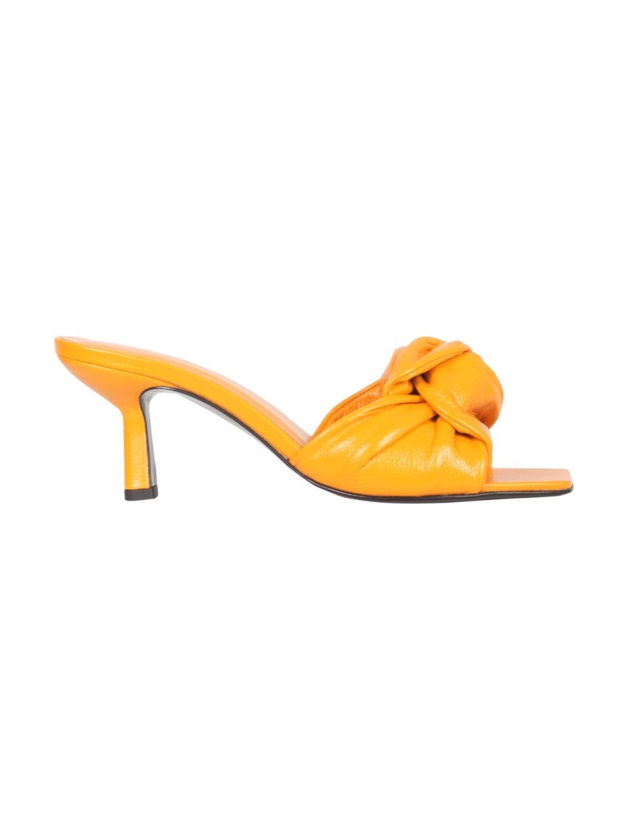 By Far Leather Sandals — Orange, view 3