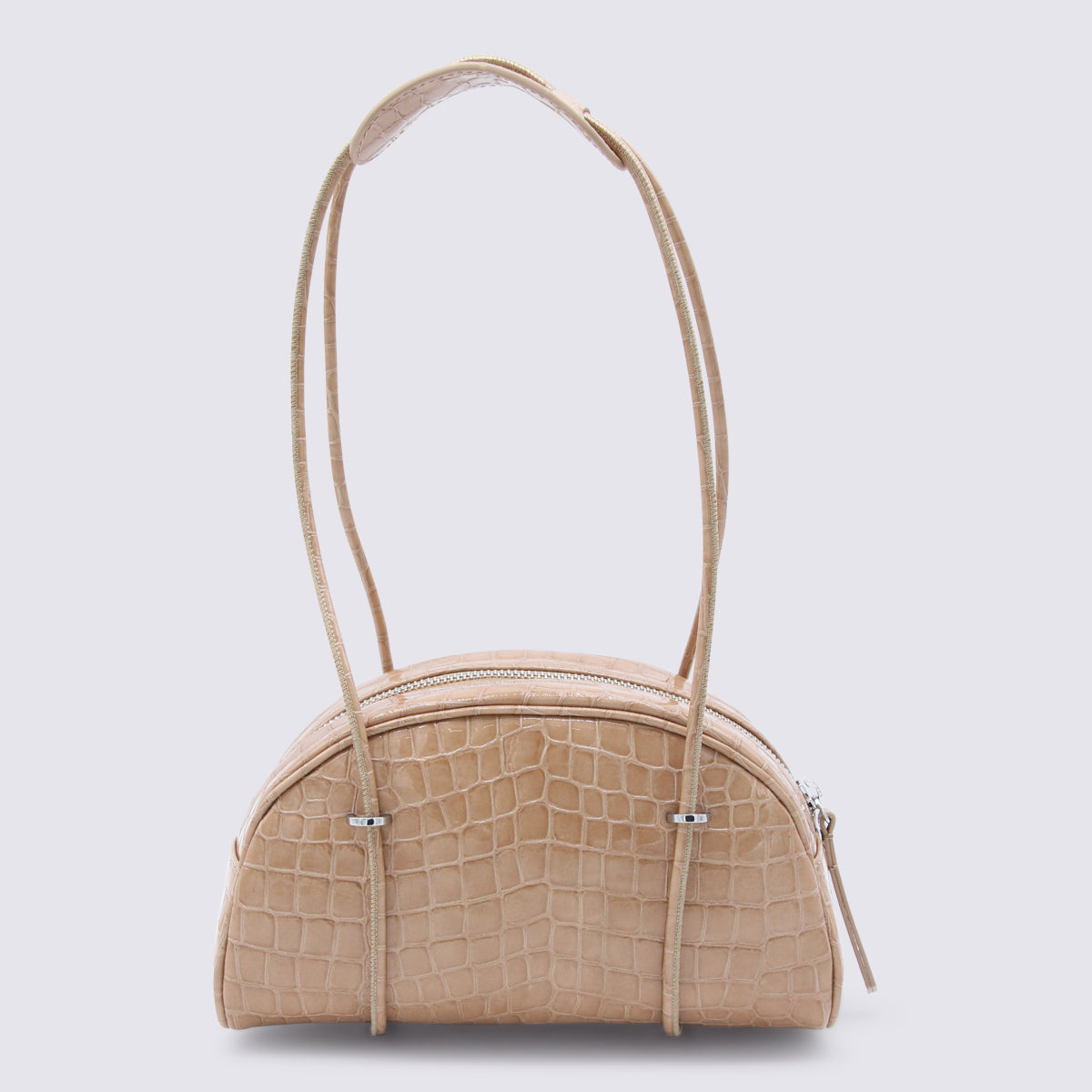 By Far Crocodile-Embossed Leather Shoulder Bag — Beige by By Far