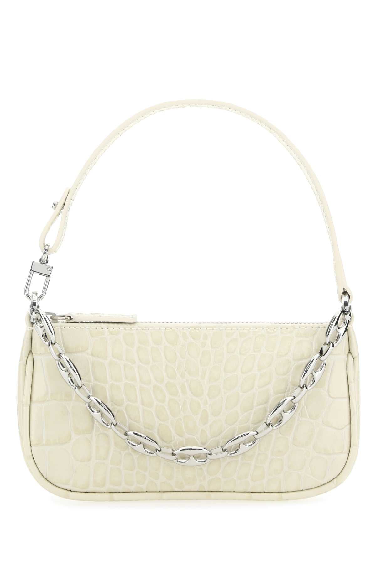 By Far Crocodile-Embossed Leather Shoulder Bag — Cream by By Far