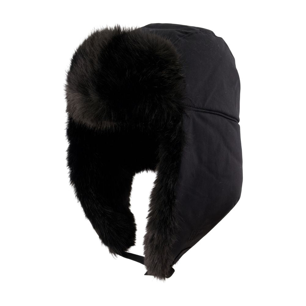 By Malene Birger 103701-050 Fur-Trimmed Cotton Beanie — Black by By Malene Birger