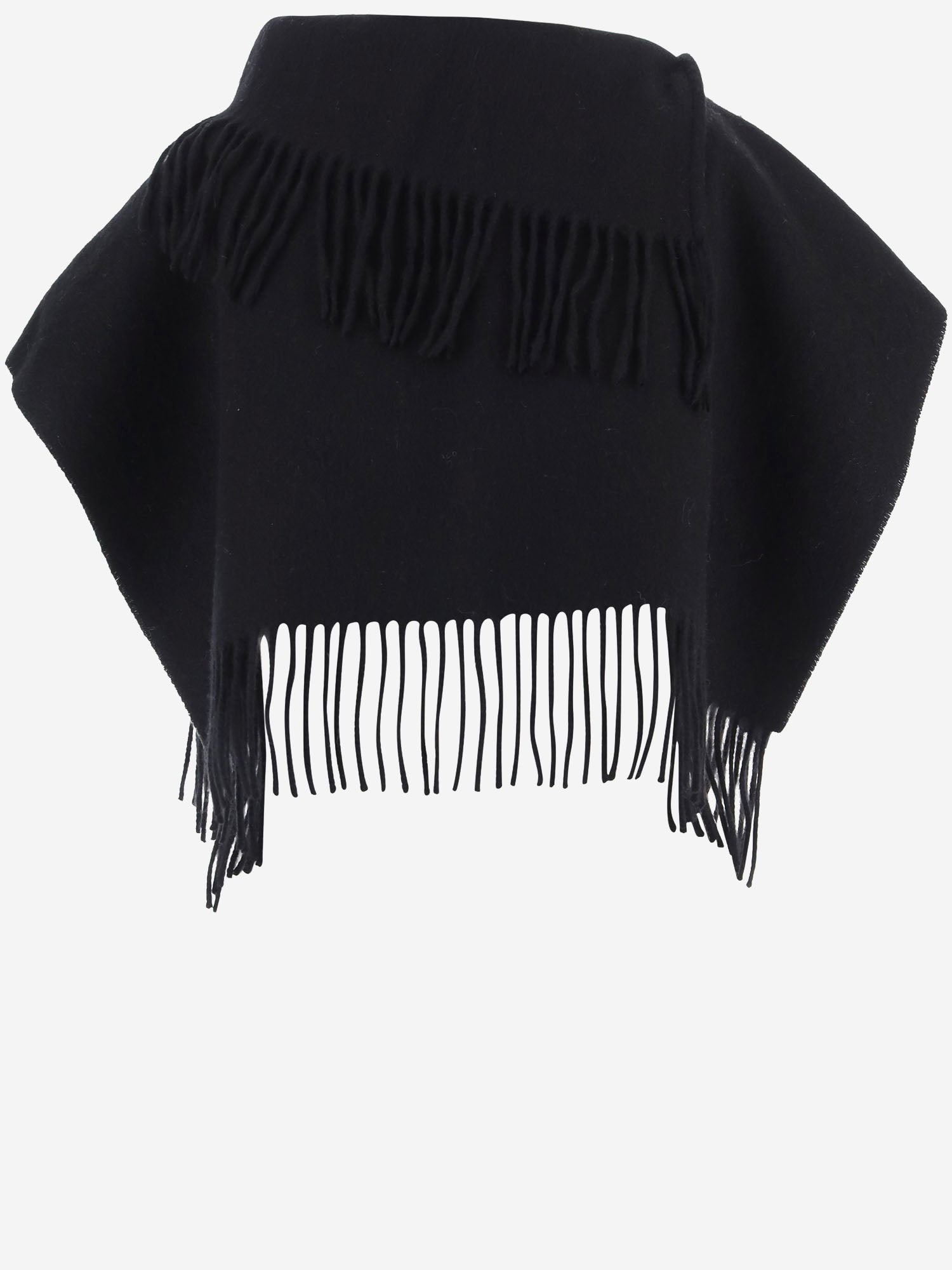 By Malene Birger Fringed Wool Cape — Black, view 3